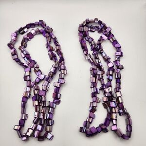 Unbranded Elegant Purple Beaded Necklaces Set Of 2 Each 16" Long